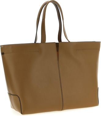Tod's Womens Calfskin Leather Tote Tan