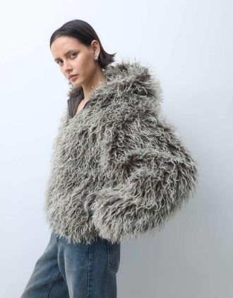 Weekday giacca oversize balloon fit con cappuccio grigia-Grigio