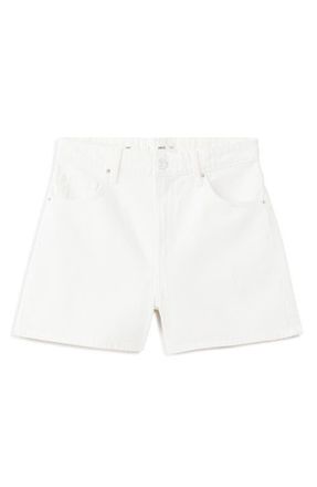 Mango High Waist Straight Fit Denim Shorts in White at Nordstrom, Size 0