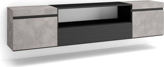 Skraut Home Skraut Home - Mueble Tv, Televisi&oacute;n, Muebles De Sal&oacute;n, Almacenaje, 200x45x35cm, Para Tv Hasta 80, Colgado, Suspendido, Estilo Moderno, Gris Cemento