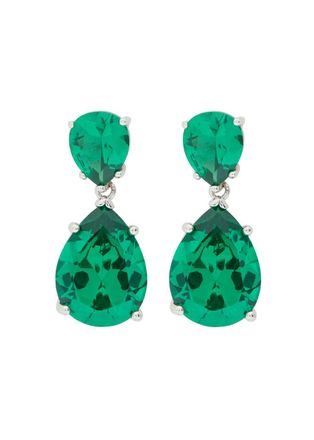 Kenneth Jay Lane CZ BY Kenneth Jay Lane Crystal-embellished Rhodium-plated Drop Earrings - Green - One Size