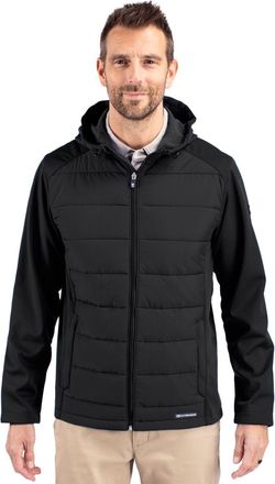 Cutter & Buck Evoke Hybrid Softshell Recycled Full Zip Mens Hooded Jacket