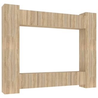 Berkfield Home 8 Piece TV Cabinet Set Sonoma Oak Engineered Wood in Light Tan
