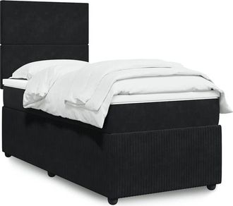 vidaXL Cama Box Spring Con Colch&oacute;n Terciopelo Negro 90x200 Cm Vidaxl