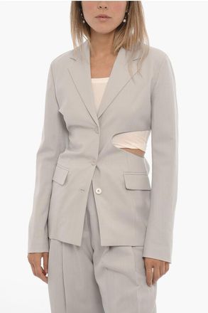 Low Classic Wool Slim Fit Single-Breasted Blazer with Cut-Out Detail size L