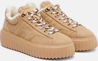 Hogan Sneakers H-Stripes in suede con shearling