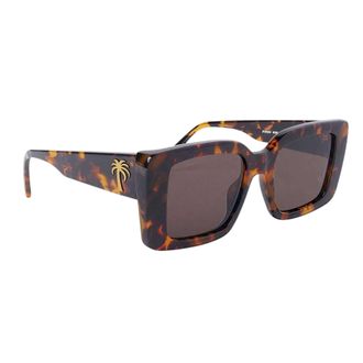 Palm Angels Heren Dorris Rechthoekige Zonnebril (Havana Bruin)