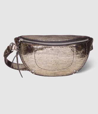 Jerome Dreyfuss Sac Banane Lino Cuir Lamé Champagne