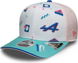 New Era Alpine F1 Team, Official 2025 Collection, Pierre Gasly Drivers USA Miami Special Edition Baseball Cap, White, Blue, Adjustable