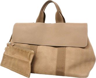 Herm&egrave;s Etoupe Gray Toile Chevron Tote Bag (Pre-Owned)
