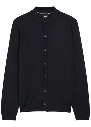BOSS Boss Helbert Fine-knit Wool Shirt - Black - Xxl