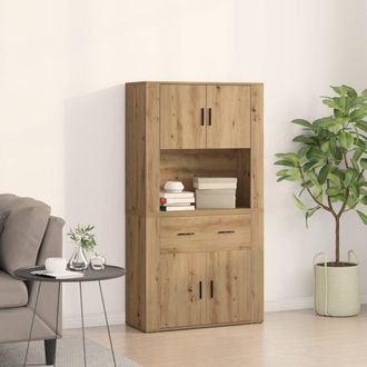 Berkfield Home Highboard Artisan Oak 80x33x150 cm Engineered Wood in Brown | Size: 80 x 33 x 150 cm