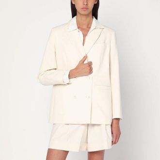 A.P.C. Dubbelbreasted Jas In Ecru Katoen