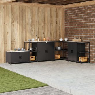 Berkfield Home Kitchen Storage Shelf with Storage Black Steel