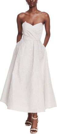 Marchesa Strapless Tea-Length Cloque Dress