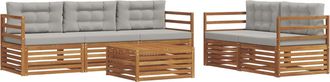 vidaXL Conjunto De Sof&aacute;s De Exterior 6 Uds. Gris Natural Y Claro Vidaxl