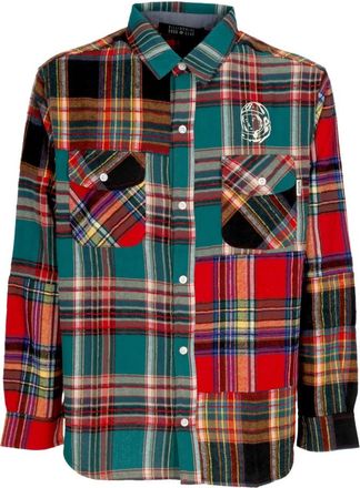 Billionaire Boys Club Long Sleeve Patchwork Check Shirt - Heren - Casual Overhemden - Veelkleurig - L - Katoen - Overhemden