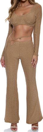 Luli Fama Low Rise Flare Pants In Brown