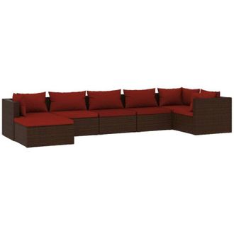 vidaXL 7 Pcs Lounge Garden Lounge Con Almohada