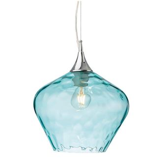 Netlighting Titan Dome Pendant Light Chrome with Aqua Glass in Grey