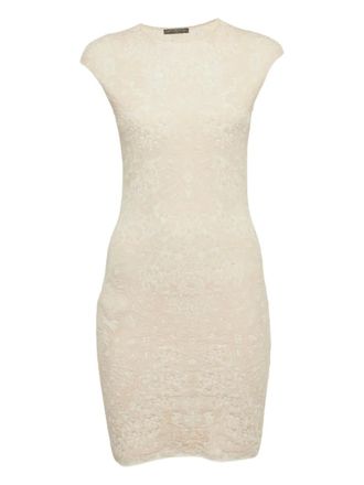 Alexander McQueen jacquard-knit cap-sleeve dress - Neutrals