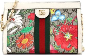 Gucci Ophidia Chain Shoulder Bag Flora GG Coated Canvas Small crossbody bag - Multicolore
