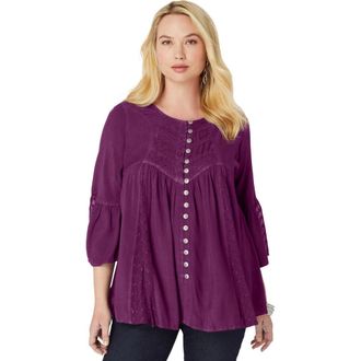 Roaman's Taylor Acid Wash Big Shirt in Dark Berry at Nordstrom, Size 36
