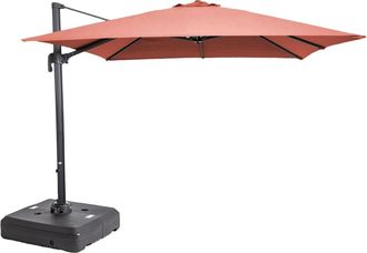 Oviala Parasol alu 3x3 360&deg; inclinable + base 100l con ruedas terracotta