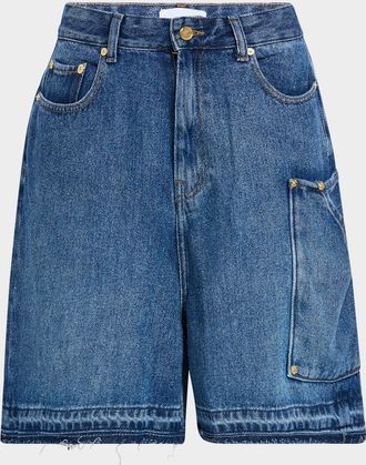 Ganni Denim Cargo Shorts
