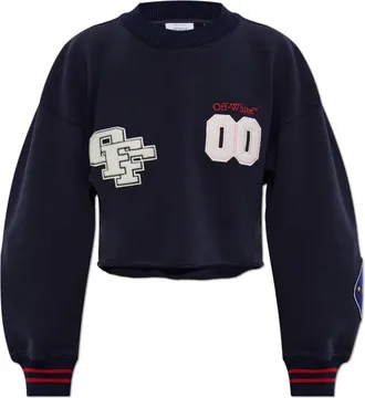 Off-white Sweatshirts, female, Blue, Size: 2XS Royal Patch Cropped Sweatshirt
