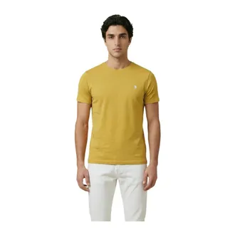 U.S.Polo Association U.S. Polo Assn., T-Shirts, male, Yellow, Size: M Round Neck Short Sleeve Cotton T-Shirt
