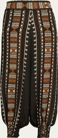 Johanna Ortiz Nareem Geo-Print Balloon-Leg Ankle Pants