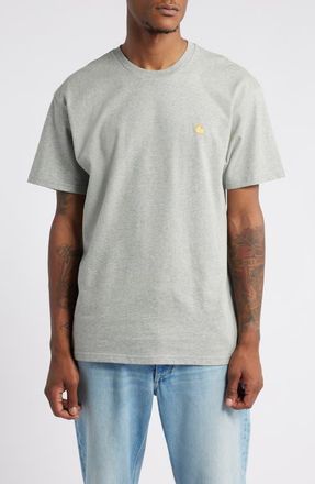 Carhartt Work in Progress Chase Crewneck T-Shirt in Grey Heather /Gold at Nordstrom, Size Xx-Large