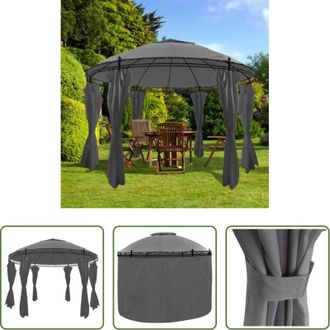 vidaXL Tende - Gazebo Rotondo con Tende 3,5 x 2,7 m Antracite