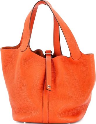 Herm&egrave;s Picotin Lock Bag Clemence MM bucket bag - Arancione