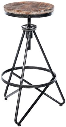 Clp Taburete de bar industrial regulable en Metal Plateado