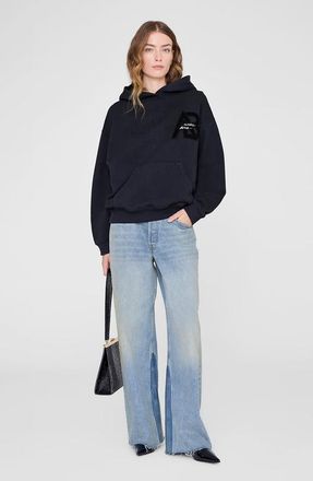 Anine Bing Letterman Jaci Hoodie in Vintage Black at Nordstrom, Size X-Small