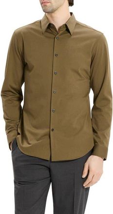 Theory Sylvain ND Structure Knit Button-Up Shirt in Duffle at Nordstrom, Size Xx-Large