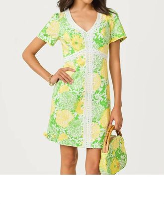 Lilly Pulitzer Evita Stretch Shift Dress In Crocodile Green Mumbo Jumbo Layered