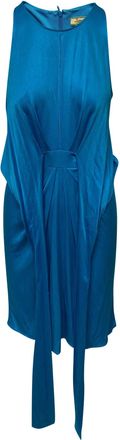 Issa London Blue Silk Drape Belt Dress