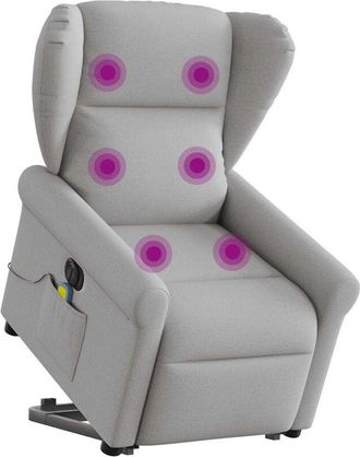 vidaXL Sillón de masaje eléctrico reclinable elevable tela gris nube vidaXL