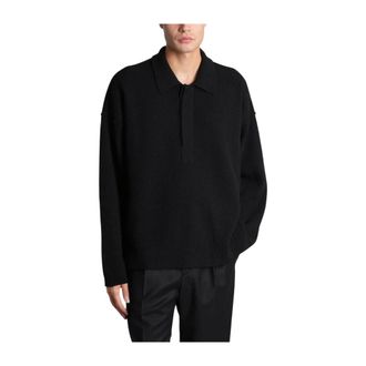 Roberto Collina Polo ML Over in Costa - Heren - Tops - Zwart - Maat: M Wol