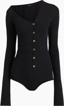 A.W.A.K.E. A.W.A.K.E. Mode Asymmetric Rib-Knit Bodysuit Size L