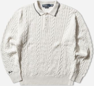 Polo Ralph Lauren Men s Relaxed Fit Cable-Knit Polo Jumper Trophy Cream