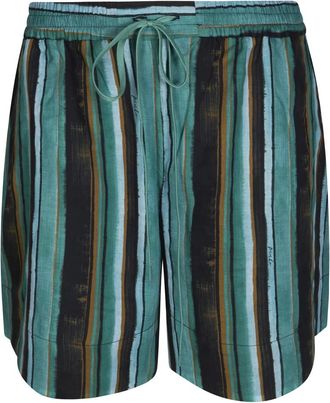 Pinko Arrone Shorts Mussola Stampa Riga Pennellata - Dames - Korte Broeken - Veelkleurig - S - Korte Broeken