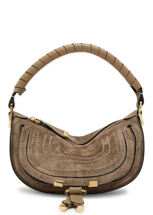 Chlo&eacute; Marcie Small Suede Shoulder bag - Taupe - One Size