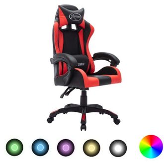 vidaXL Vidaxl - Silla gaming con luces led rgb cuero sintético rojo y negro