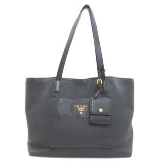 Prada Black Leather Pouch Tote Bag (Pre-Owned)