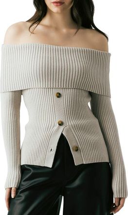 Blank NYC Off the Shoulder Rib Sweater in In The Clear at Nordstrom, Size X-Small