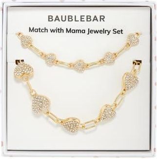 BaubleBar Match with Mama Set of 2 Heart Station Chain Bracelets in Gold at Nordstrom Rack